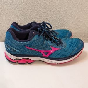 Mizuno 8.5 Wave Rider Women's Running Shoes Sneakers Teal Pink